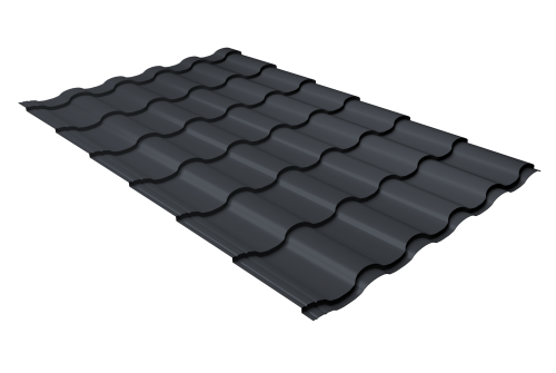 Металлочерепица кредо Grand Line 0,45 Drap TX RAL 7024 мокрый асфальт