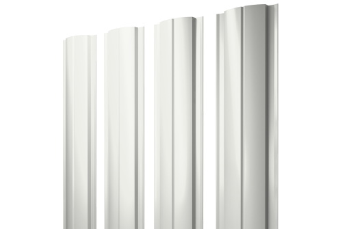 Штакетник Полукруглый Slim с прямым резом 0,45 PE-Double RAL 9003 сигнальный белый
