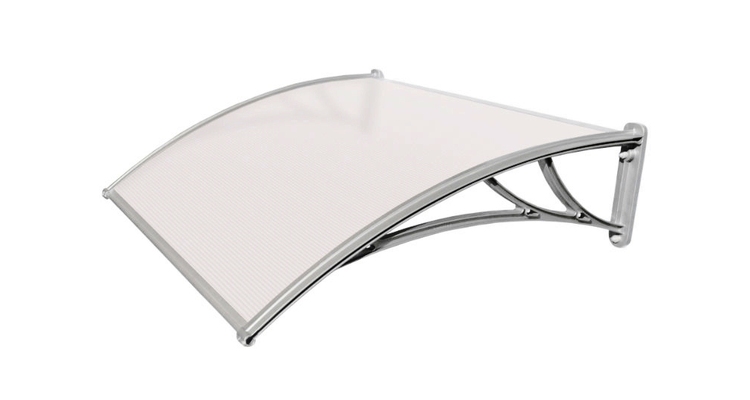 Козырек Krovent из поликарбоната 1200х930х280 молочный (серебристый кронштейн)