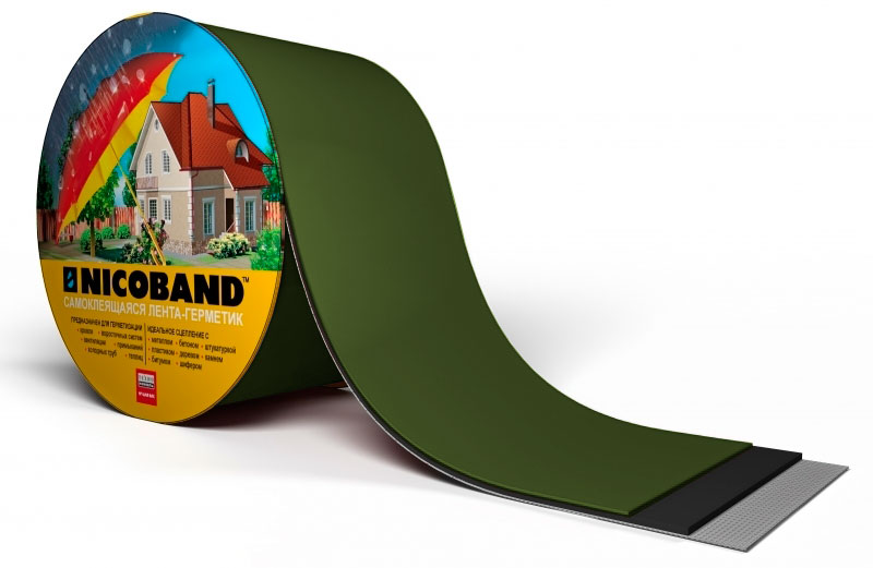 Лента герметизирующая Технониколь Nicoband самоклеящаяся 10мх30см, зеленая