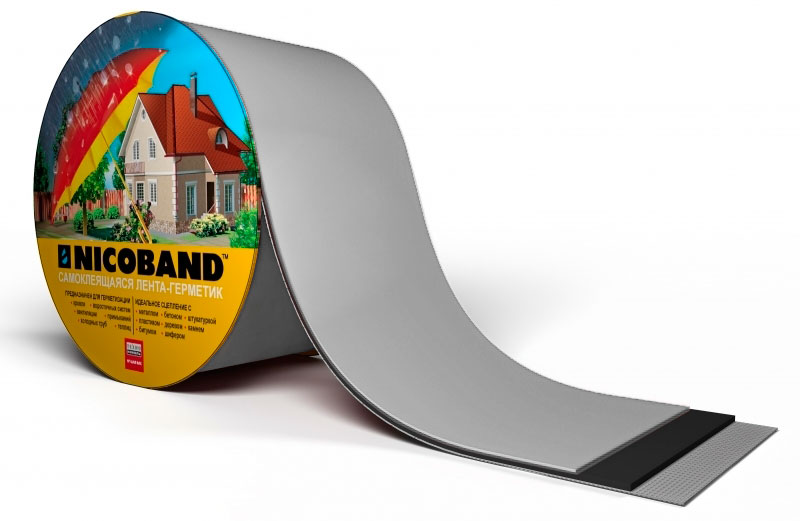 Лента герметизирующая Технониколь Nicoband самоклеящаяся 3мх15см, серебристая