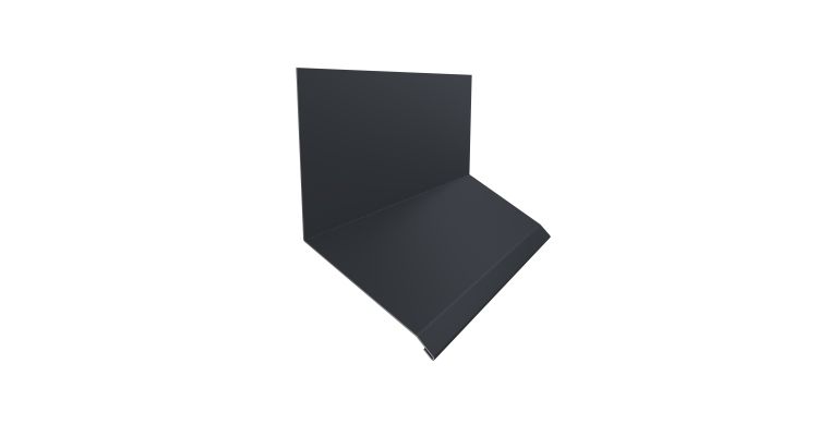 Планка примыкание верхнее к стене фальц Grand Line 150х130х20 0,45 Drap TwinColor RAL 7024 мокрый асфальт (3м)